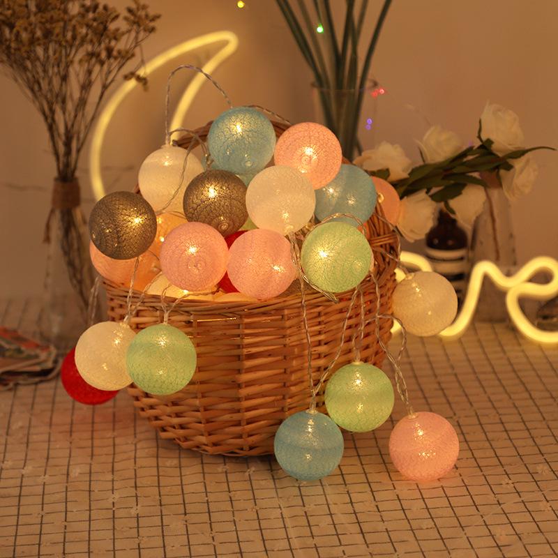 Xiaomi 10/20LED Cotton Balls String Lights Garland Fairy Light Christmas Decorations for Home Room Outdoor Wedding Garden Patio Lights