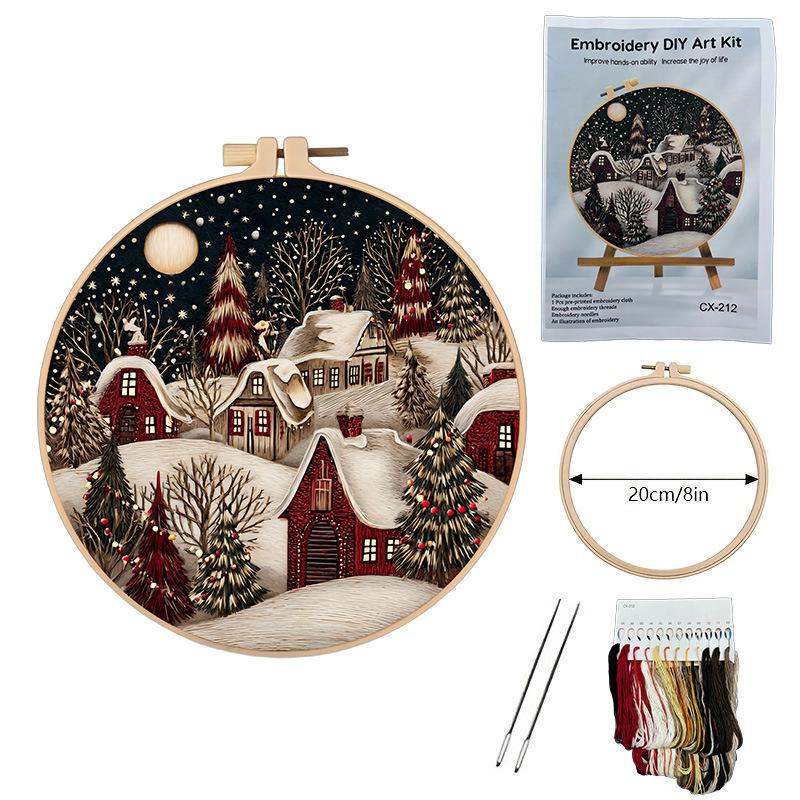 

1 набор Рождественская снежная сцена Сделай сам Набор для вышивания крестом - Подходит для начинающих, Включает инструменты, Учебник по стежкам и Набор материалов для вышивки 20cm