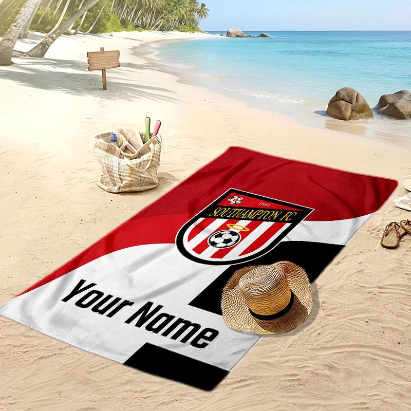 Southampton FC Personalized Printed Beach Towel Soccer Logo Support Custom Name Text Absorbent Towel For Sport Travel Special Gift