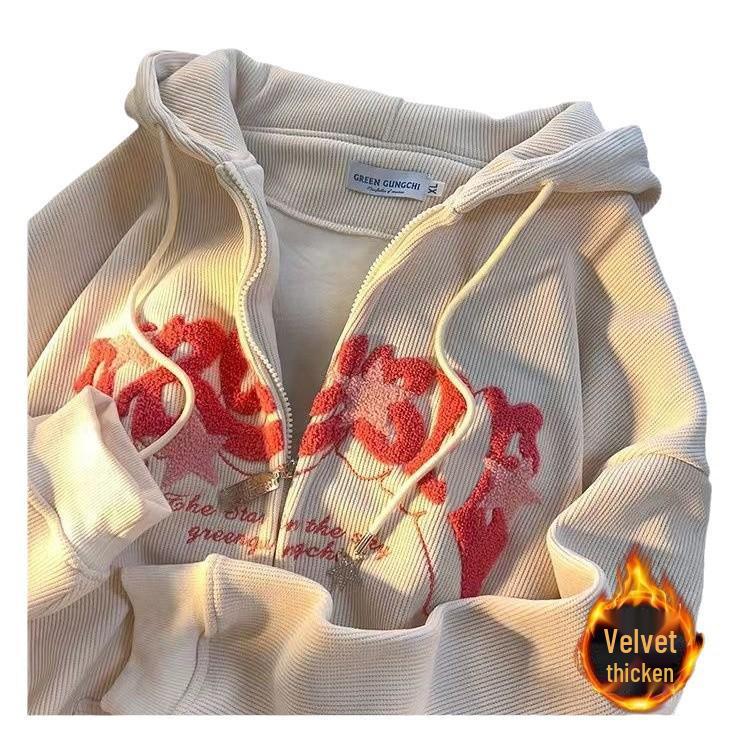 Men's Vintage Fleece-Lined Corduroy Hooded Cardigan