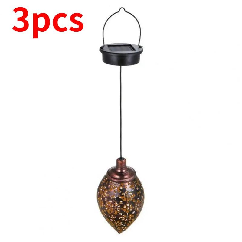 

Уличный фонарь, выдолбленный железный художественный светильник с контролем света в форме капли воды на солнечной батарее, садовая проекционная лампа для дорожки 3pcs