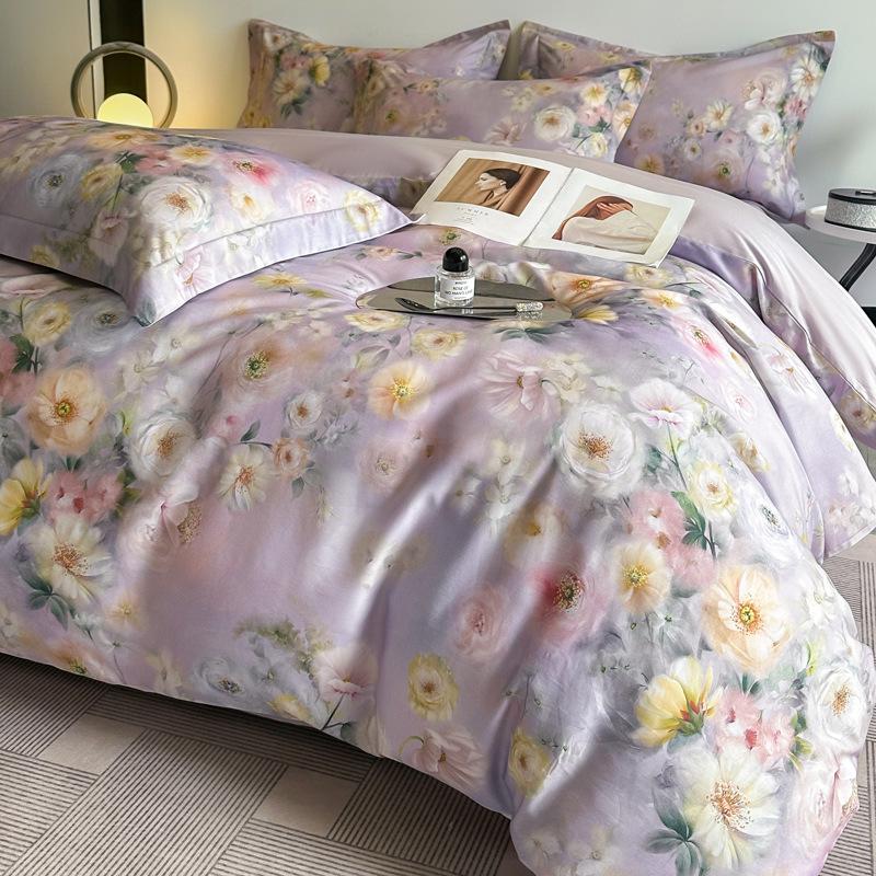 Tencel Cotton Printed Four-Piece Set - Lightweight Luxury Bedding for Spring & Summer