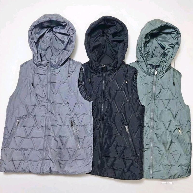 Trade European and American Single Tail Hat Removable Silk-like Cotton Quilting Vest Women Solid Mid-Length Cotton Waistcoat Outer Wear Plus Size