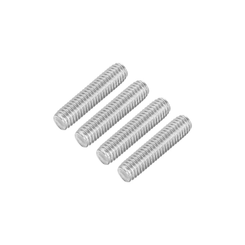 uxcell Fully Threaded M6 Rod Stud Bolt, Long Thread, 25mm Length, 1mm Pitch, 304 Stainless Steel, Right-Hand Thread, Set of 4