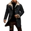 Men's Solid Color Button Pocket Work Wear Plus Leather Jacket Men's Casual Long Coat
