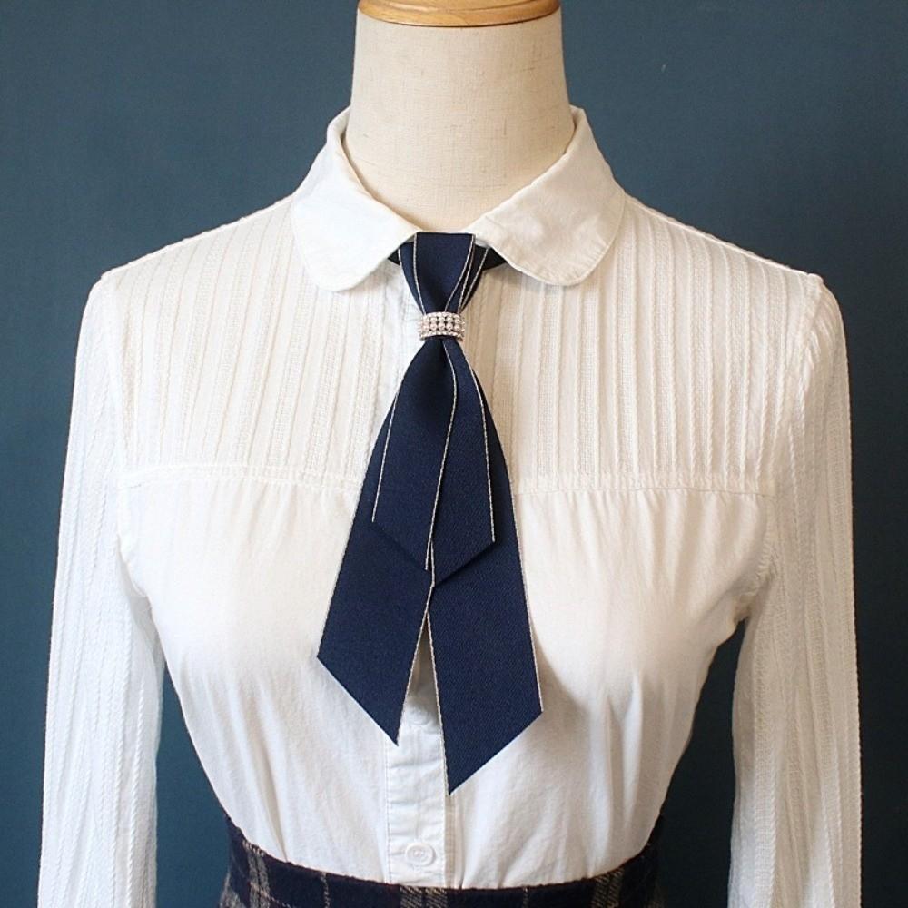 Fashion Vintage Fabric Bow Tie Pearl Adjustable Necktie Handmade Neck Decoration British Bowtie Collar