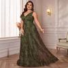 European and American Plus-Size Formal Dress, Deep V-Neck Sexy Long Dress, Slim-Fit Mermaid Bridesmaid Evening Gown