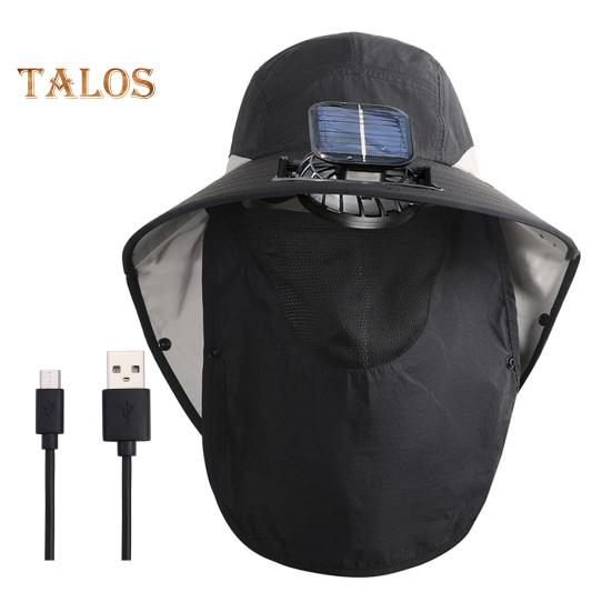 

Чоловічий сонцезахисний капелюх для піших прогулянок на природі Сонцезахисна кепка з вентилятором від сонячної батареї та USB-порту Рибальський капелюх із широкими полями та клапаном на шиї для чоловіків і жінок чорний