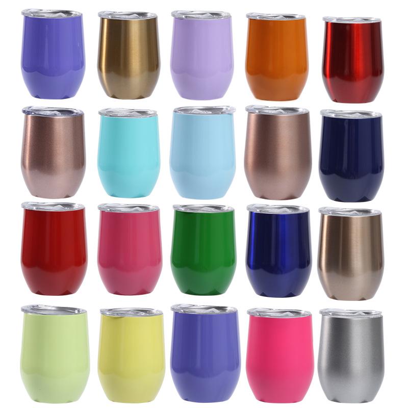 12oz Eierschalenförmiger U-förmiger Edelstahl-Vakuum-Weinbecher mit Bauchdesign