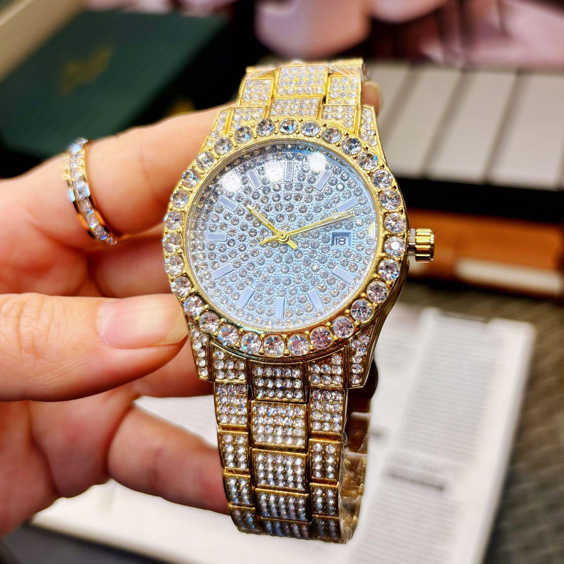 New Fashionable and Luxurious All-diamond, Starry Sky Steel Band, All-diamond British Men s Watch Factory