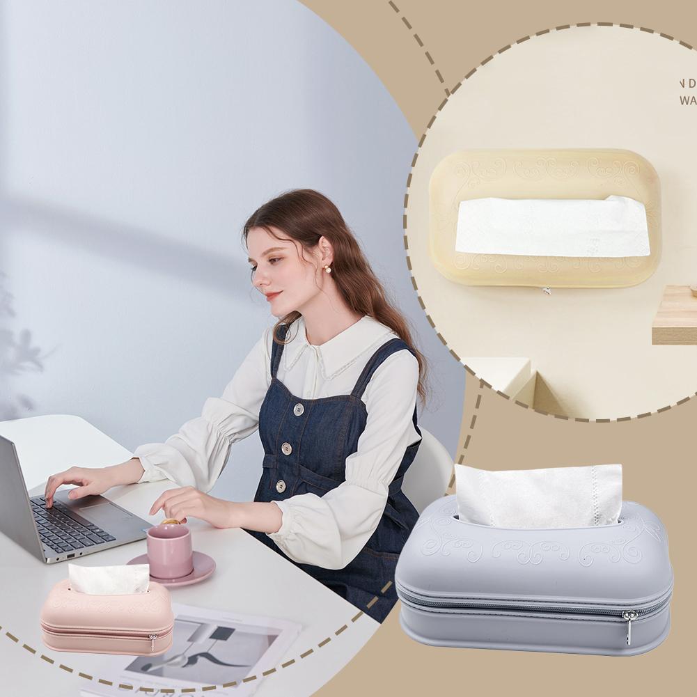 Silicone Tissue Box Simplicity Solid Color Napkin Holder Plastic Large Storage Tissue Case For Home Office Supplies