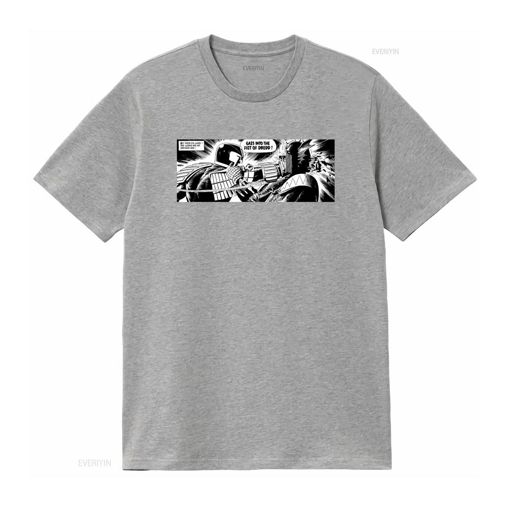 2000 Ad Judge Dredd Fist Of T shirt for Men Retro Comic Style Print vintage Washed Versatile Top For Everyday Wear Unisex