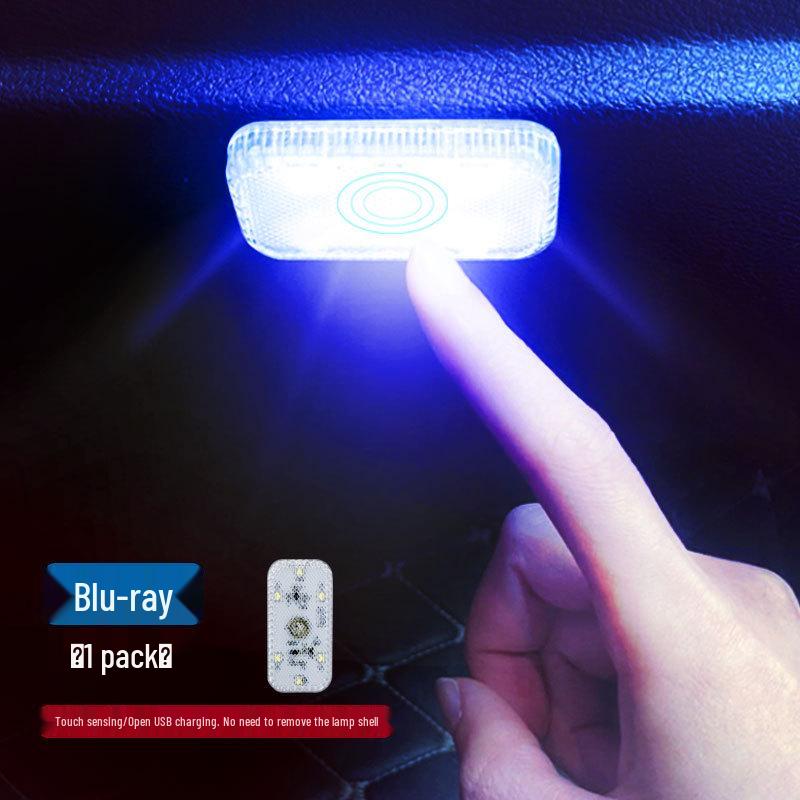 Wireless USB-Charged LED Car Light: Touch-Activated, No Wiring Required, Ideal for Glove Box and Ambient Lighting.