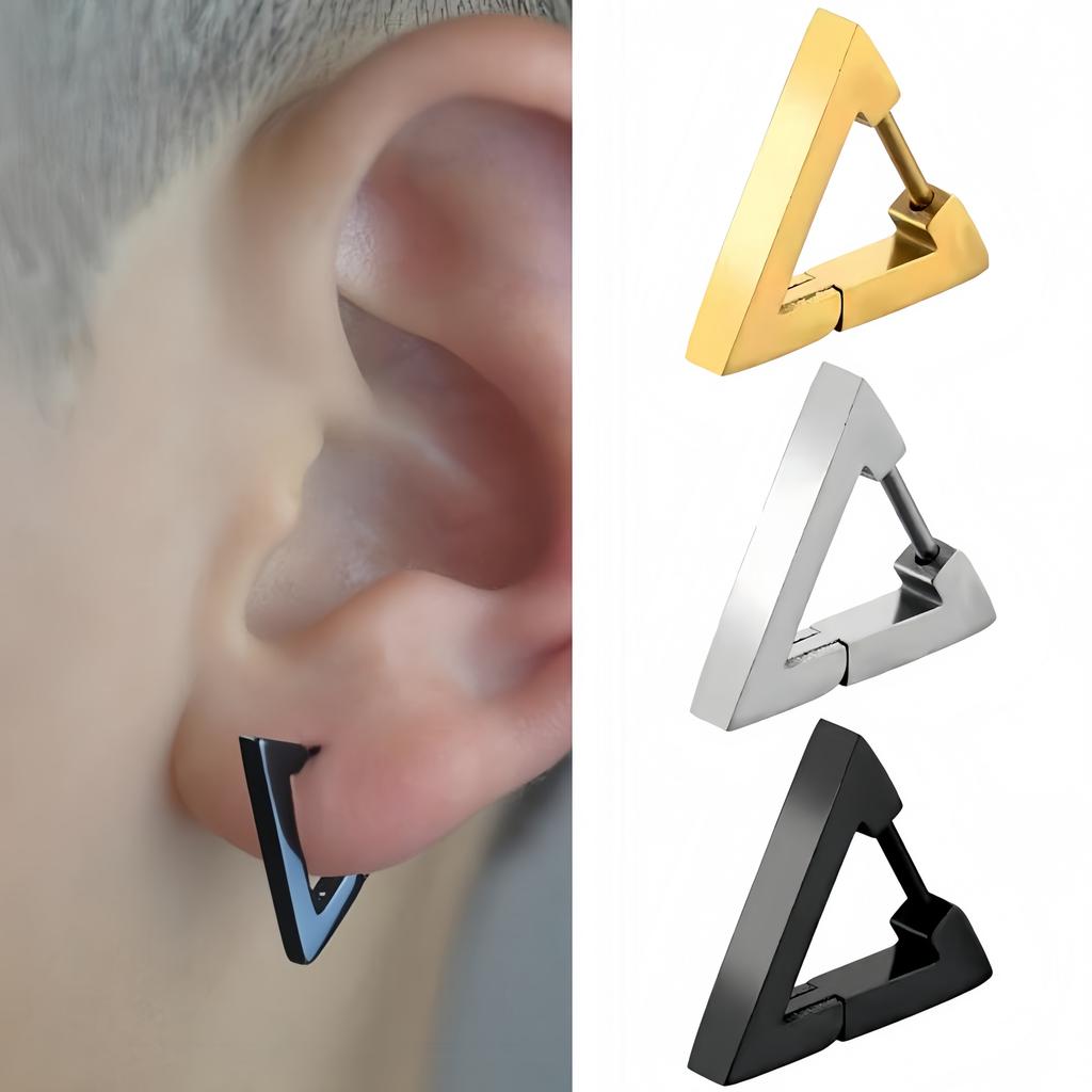 Polished Triangle Geometry Stainless Steel Men Women's Studs Earrings Black Trend Minimalist Punk Ear Jewelry Accessories