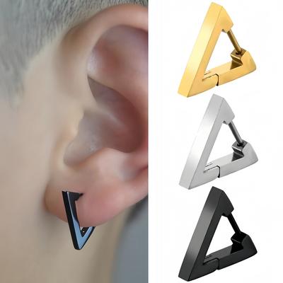 Polierte Dreieck-Geometrie Edelstahl Herren Damen Steckerohrringe Schwarz 2025 Trend Minimalistisch Punk Ohrschmuck Zubehör