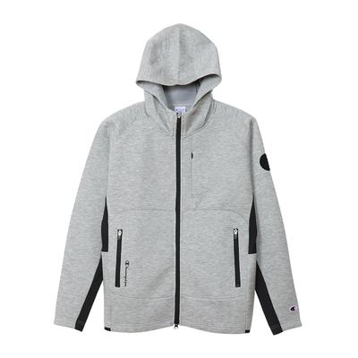 Sweatshirt Long Sleeve Water Repellent Script Logo 3LS Zip Hooded Sweatshirt Golf Oxford Gray [Champion] WRAP-AIR Techweave(R) C3-AG102 Men's