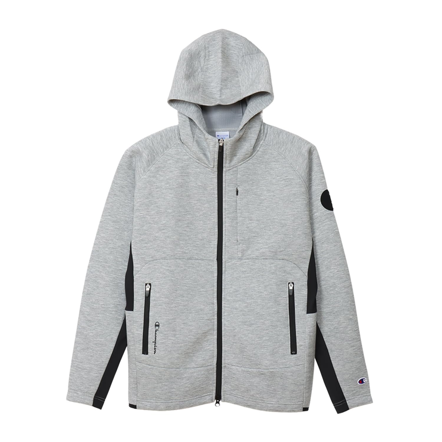 

Sweatshirt Long Sleeve Water Repellent Script Logo 3LS Zip Hooded Sweatshirt Golf Oxford Gray [Champion] WRAP-AIR Techweave(R) C3-AG102 Men s
