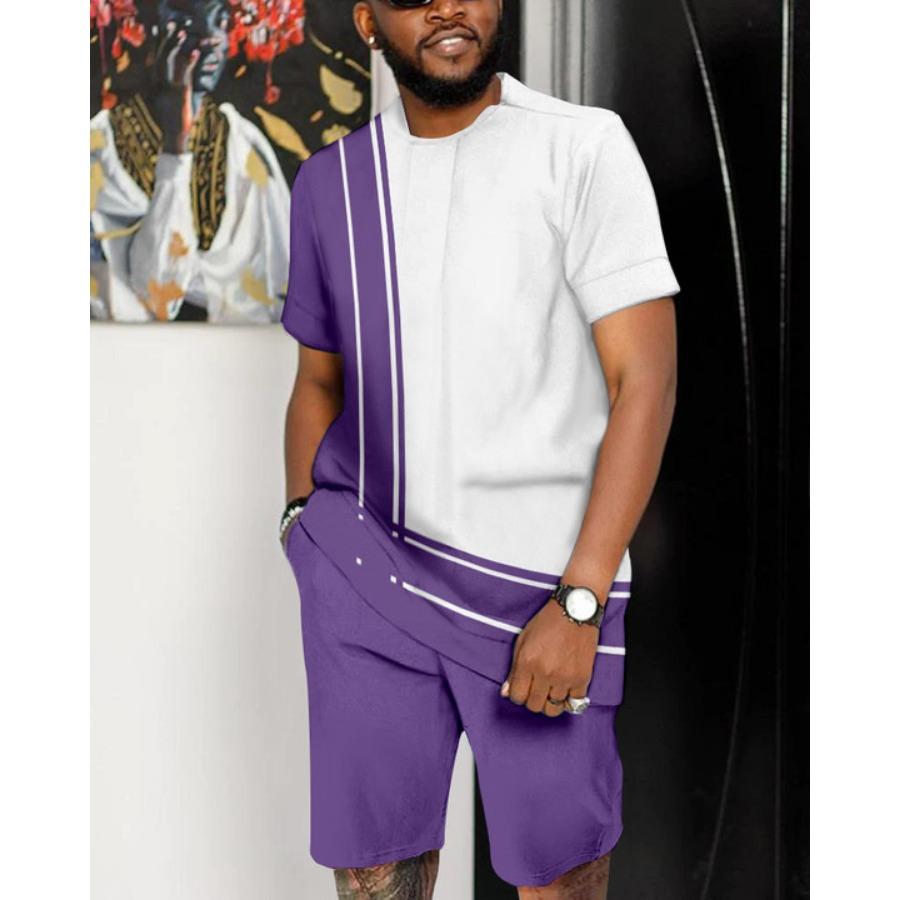 Letní pánský set Módní 2dílný set Pánské tričko Šortky Kalhoty Oblek Ležérní krátká tepláková souprava Nadměrné Vintage Pánské oblečení