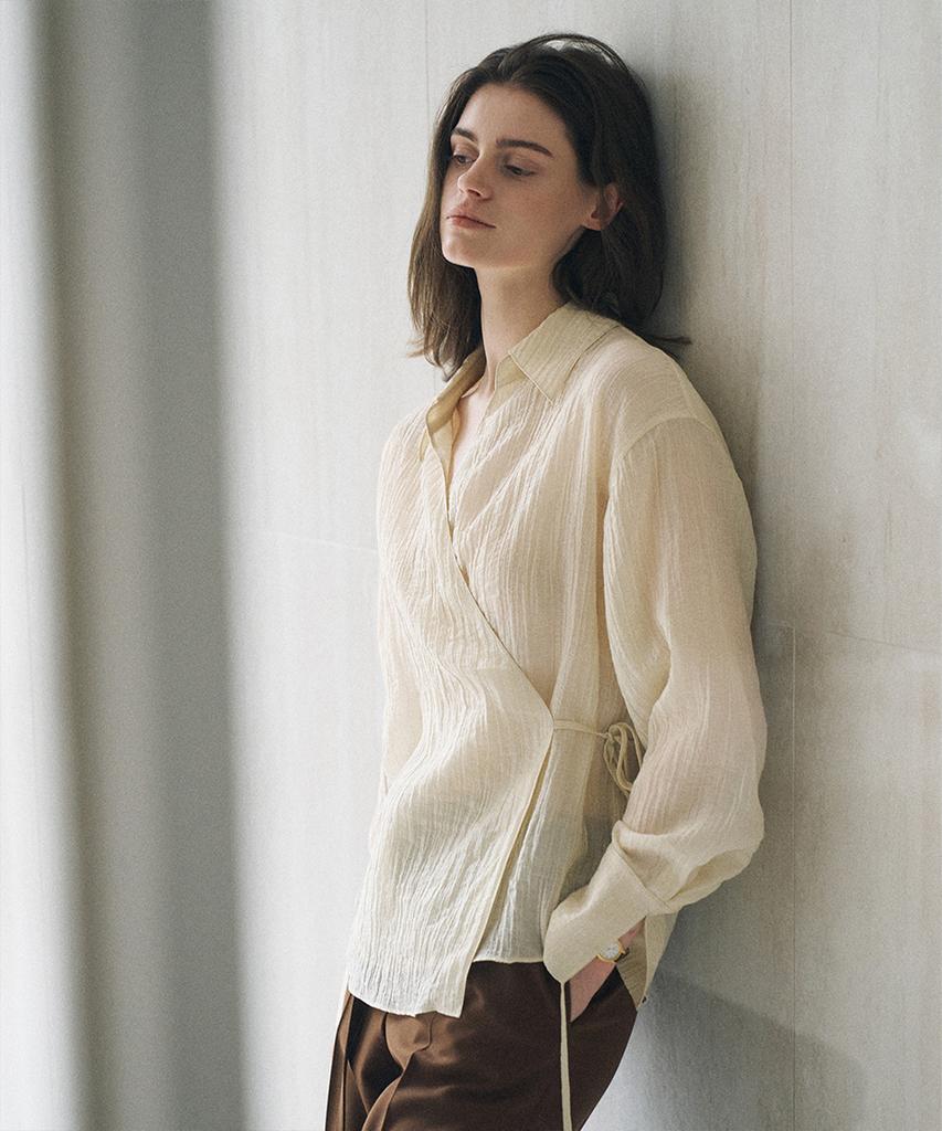 VIYUL Drape Wrinkle Wrap Blouse