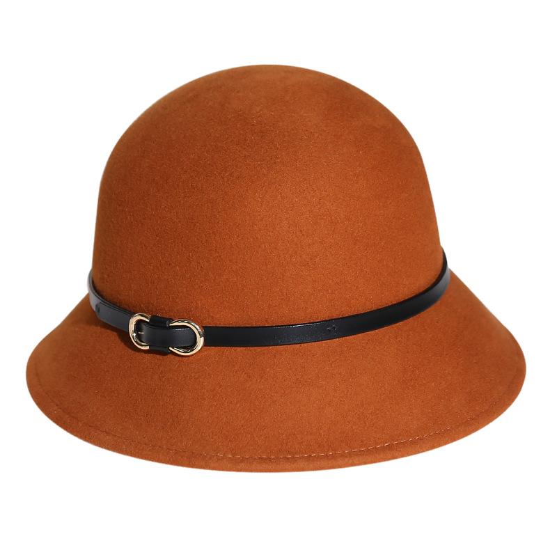 2025 Women's British Retro Wool Felt Hat: Autumn/Winter Fashion Belted Bucket Hat