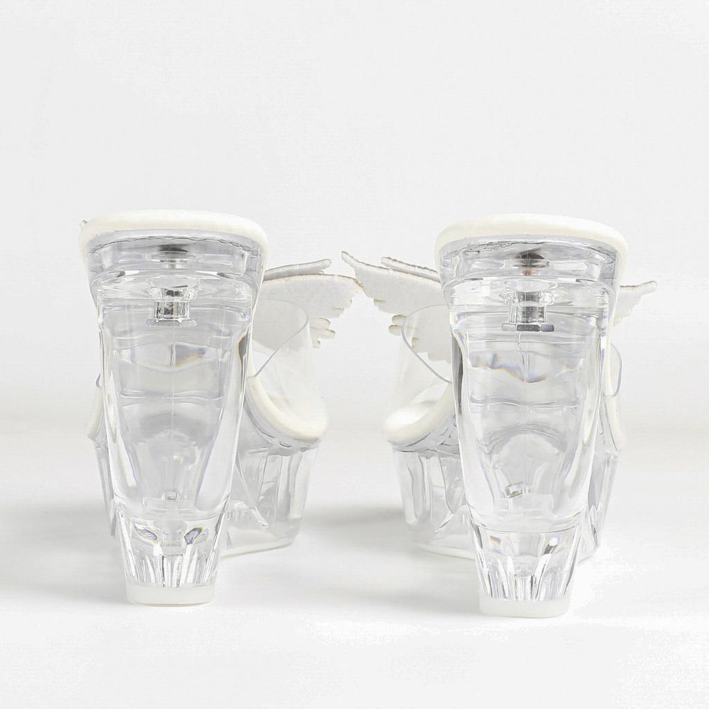 Women's Clear Transparent Platform Slippers, Thick Curved Block Heels, Sparkly Rhinestone Summer Sexy Slip On Sandals