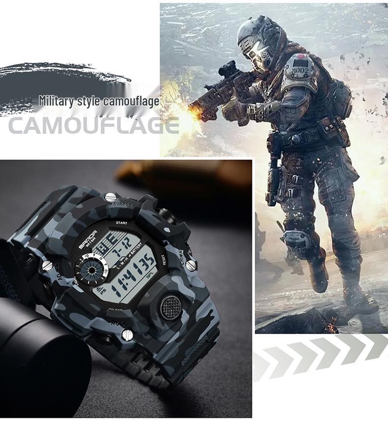 Sanda Multi-functional Outdoor Mountaineering Camouflage Sport Waterproof Alarm Clock Watch