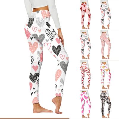 Weiße Linien der Liebe-Drucke für Damen, Stretch-Yoga-Leggings, Fitness, Laufen, Fitnessstudio, Sport, aktive Hose