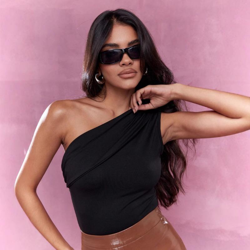 Women's Single Shoulder T-shirt Spring/Summer New Style Slant Neck Off Shoulder Top