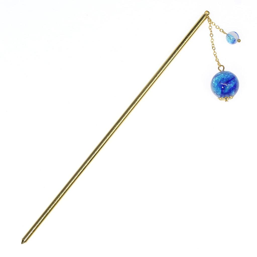 Sea drop kanzashi glass glass beads by Miyako 14mm and hair ornament for and other traditional Japanese clothing hairpin, glow-in-the-dark Marine,
