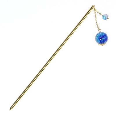 Sea Drop Kanzashi Glass Glass Beads by Miyako 14mm and Hair Ornament for and Other Traditional Japanese Clothing Hairpin, Glow-in-the-dark Marine,