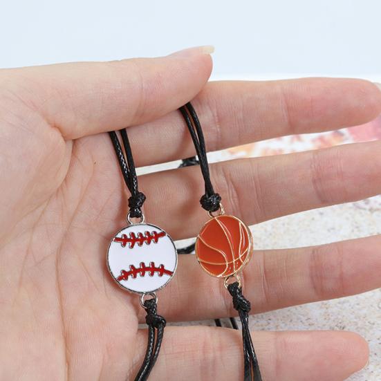 Pulseira esportiva futebol trançado unissex ajustável cera linha pulseira fã presente