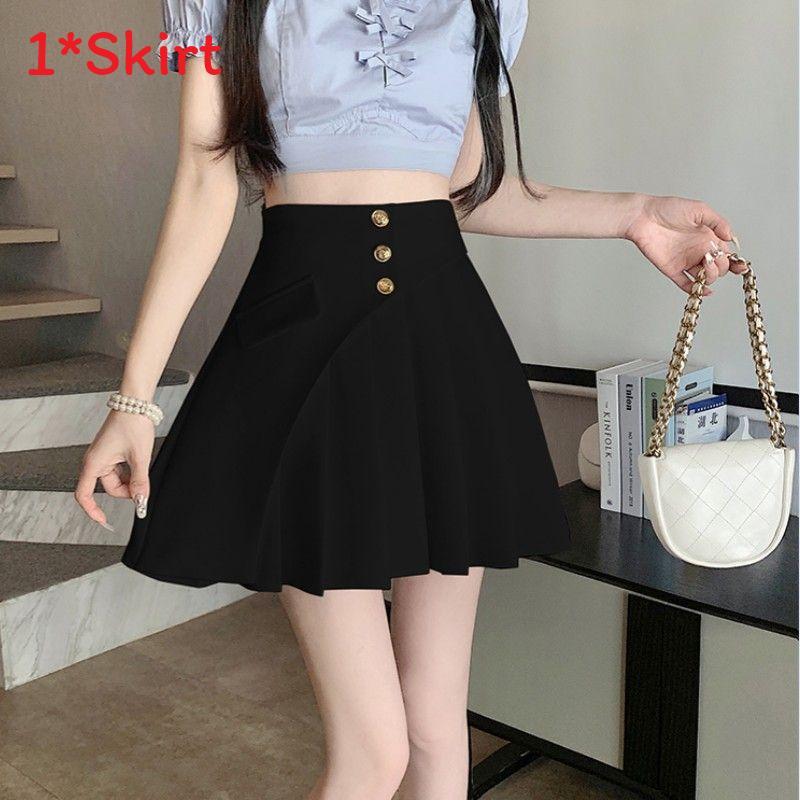 Summer High Waist Cotton Blend Asymmetric Pleated Skirt For Women