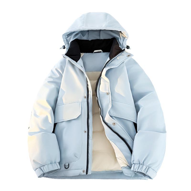 

% down new national standard white duck down jacket men and women winter loose pie overcome thickened hooded jacket men 3XL