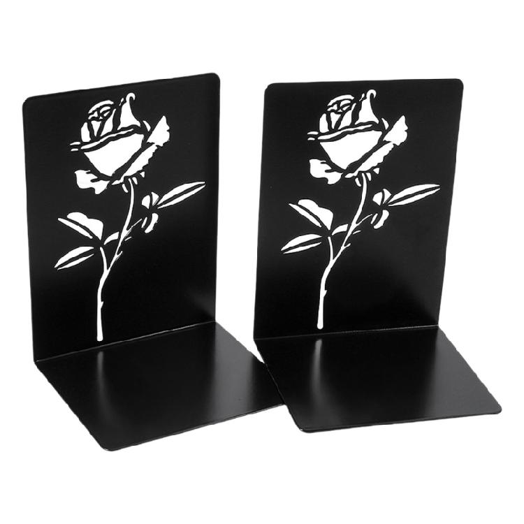 

2Pieces Metal Book Ends for Desk and Shelf Hollow Flower Bookends Heavy Duty Bookends Slip Resistant Book Support