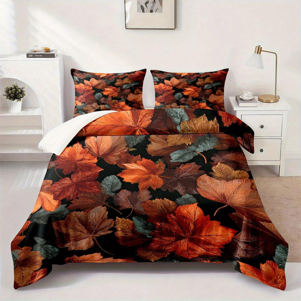 1pc Room Decor Blanket Maple Leaf Pattern, Autumn Colors. Patterned Flannel Blanket, Quilt Set, Bedroom Decor and Accessories,