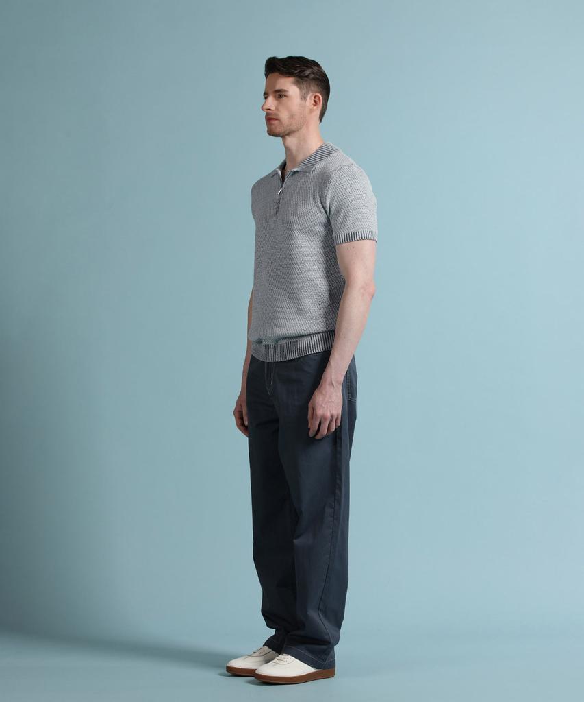 PANICALE Blue Melange Half-Zip Polo Knit