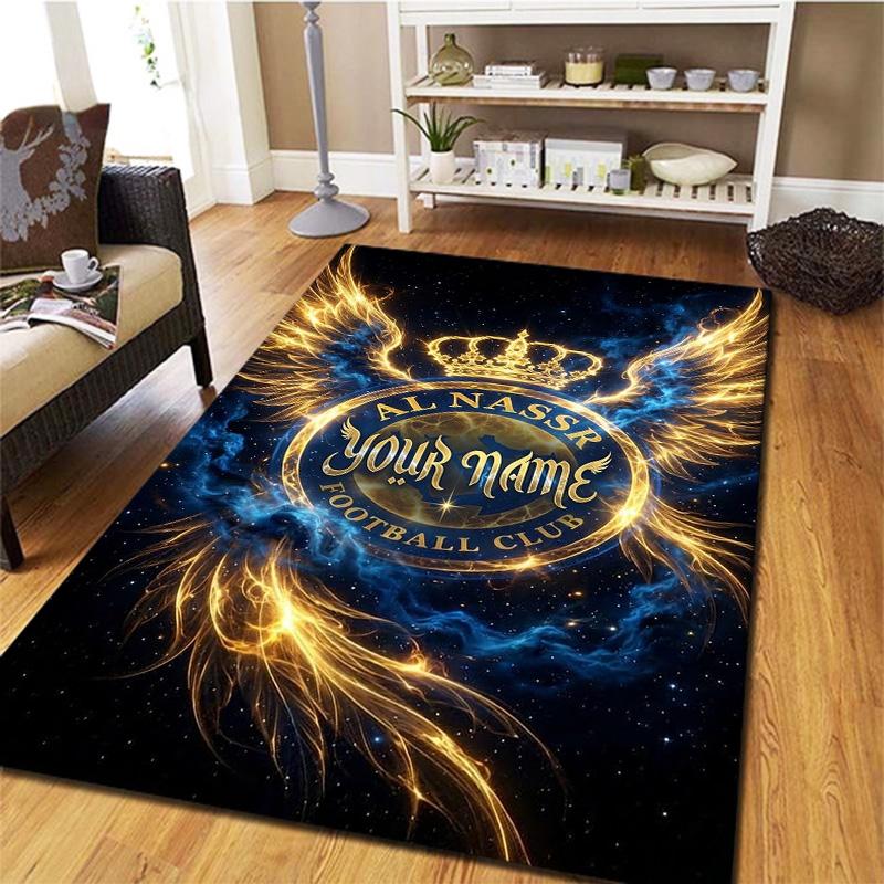 Al Nassr Crest Custom Name Carpet Rug For Living Room Bedroom Home Sofa Decoration Kids Play Nonslip Floor Mat