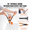SucceBuy 16" Rivet Nut Tool, Labor-Saving Rivnut Tool Kit with 13PCS Metric SAE Mandrels, 186PCS Rivet Nuts, With Carrying Case