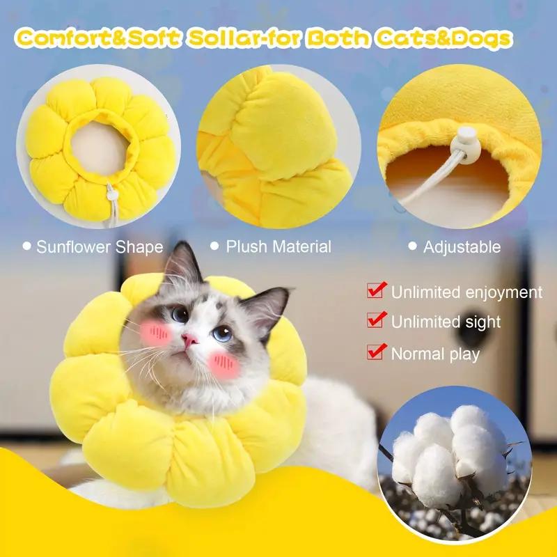 Adjustable Cat Recovery Collar Cute Solar Flower Neck Cone After Surgery Adjustable Cat Recovery Collar Cute Solar Flower Neck C