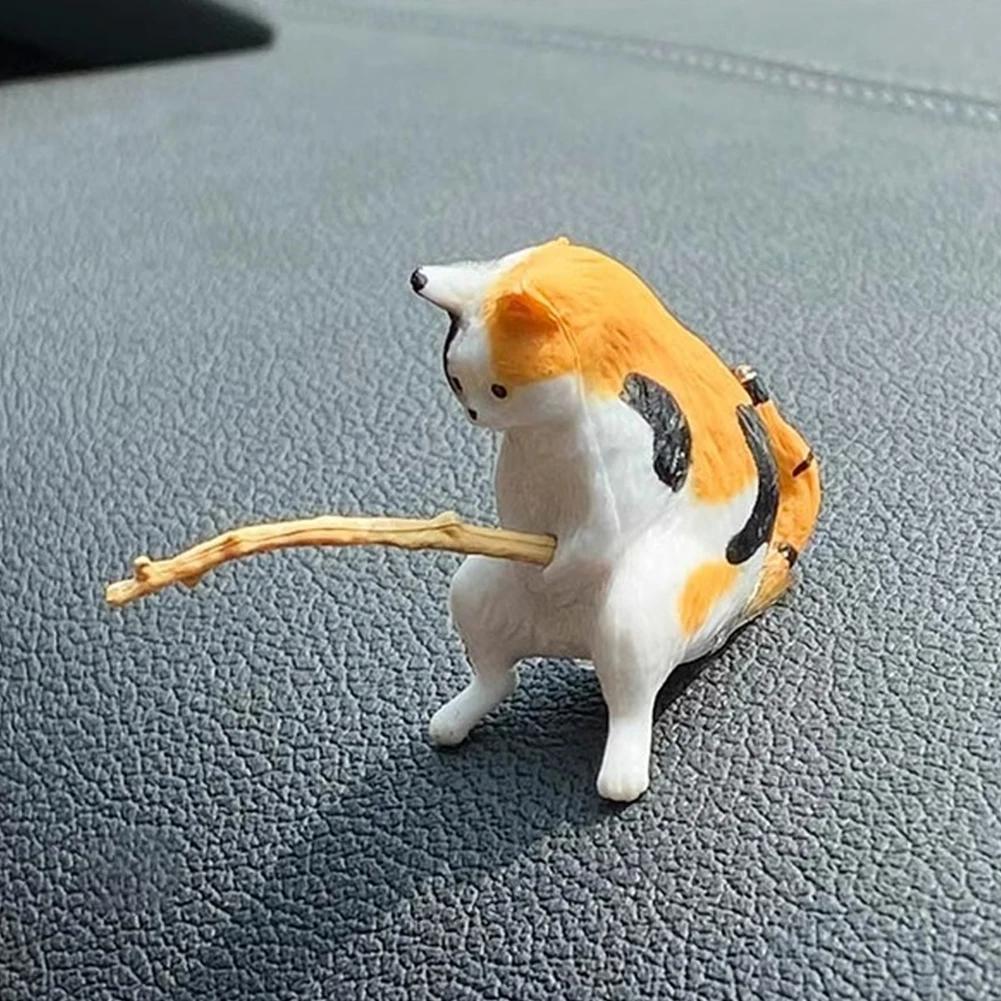 Fishing Cat Car Interior Decoration Cute Resin With Pipe Glasses Auto Rearview Mirror Pendant Air Outlet For Car Accessories