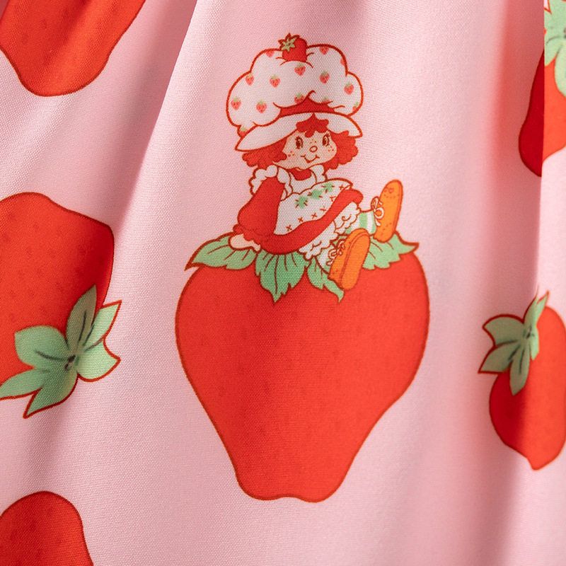 Girls' Long-Sleeved Round-Neck Dress, Spring and Autum Kidsren's Clothing, Cute Strawberry Kidsren's Princess Dress, Baby Casual Dress