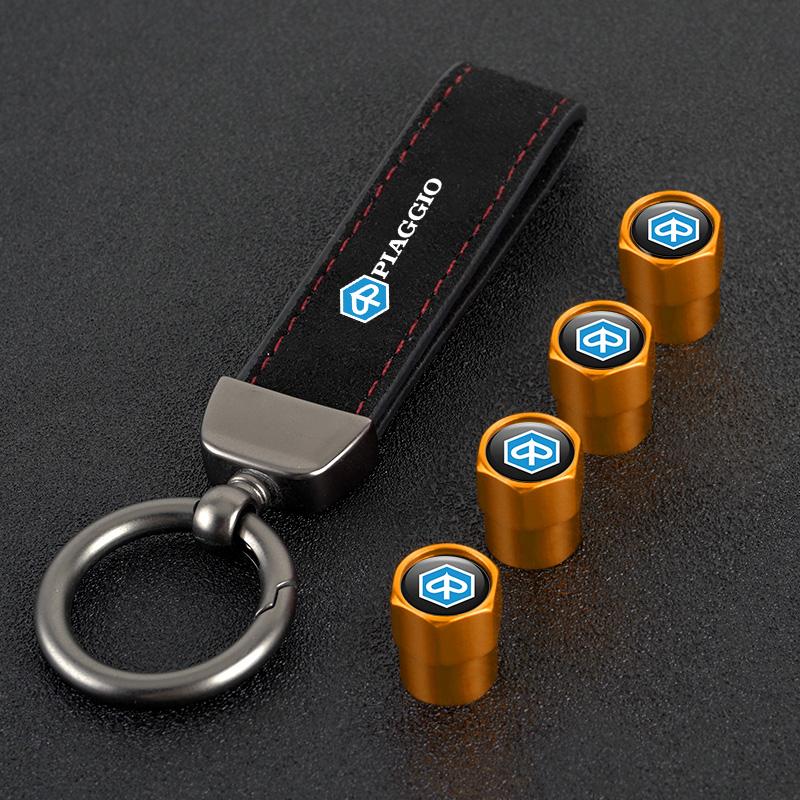 

4PCS Motorcycle Scooter Wheel Tire Valve Cover Cap Keychian Keyring For Piaggio Vespa 250 300 Sprint Primavera 50 150 Liberty125