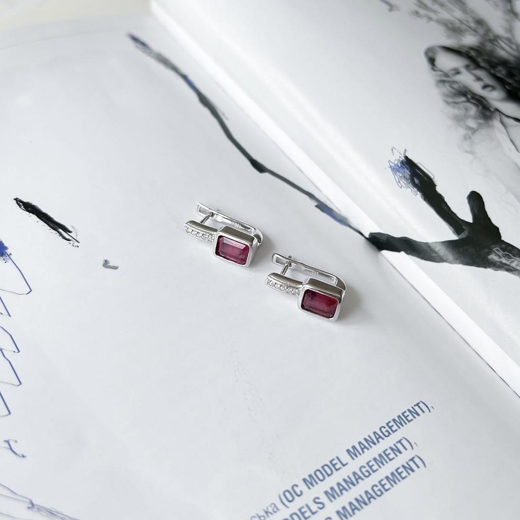Silver Earrings with Natural Ruby ​​2.863ct (2152965)