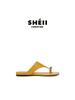 Sheepskin Su Yinyin Small Gold Buckle Slippers Women's Summer Wear Square Head Cover Toe Holiday Beach Flat-bottomed Herringbone Cool Slippers