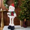 Christmas Plush Doll with Retractable Legs Handmade Standing Snowman Santa Claus Plush Toy Xmas Winter Holiday Party Decoration Ornament