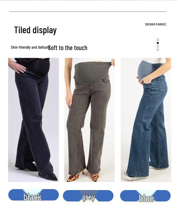 Stretch Straight-Leg Maternity Jeans - Wide-Leg, High-Quality for Spring, Autumn, Winter