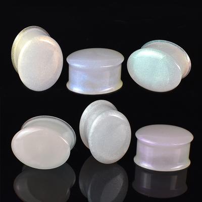 2pcs 8-30mm Pearly-lustre Oval Ear Gauges Tunnels Ear Plugs Stretcher Body Jewelry