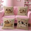 Advanced Cartoon Animals Cushion Cover Natural Linen Organic Fabric DoubleSided Printing Sofa Home Decor Gift Pillow Case
