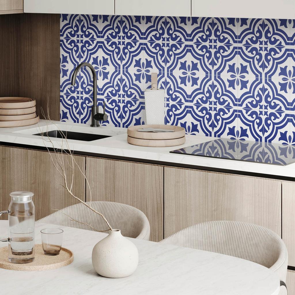 Vinyl Decoration with Print for Tool-Free Assembly 120x60 cm Plant Pattern in Tiles