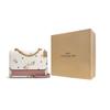 Coach Klare 22 Heart Flower Print Flap Chain Coated Canvas And Leather Accordion Shoulder Crossbody Bag Small Women Bags Pink White C7596-IMCAH